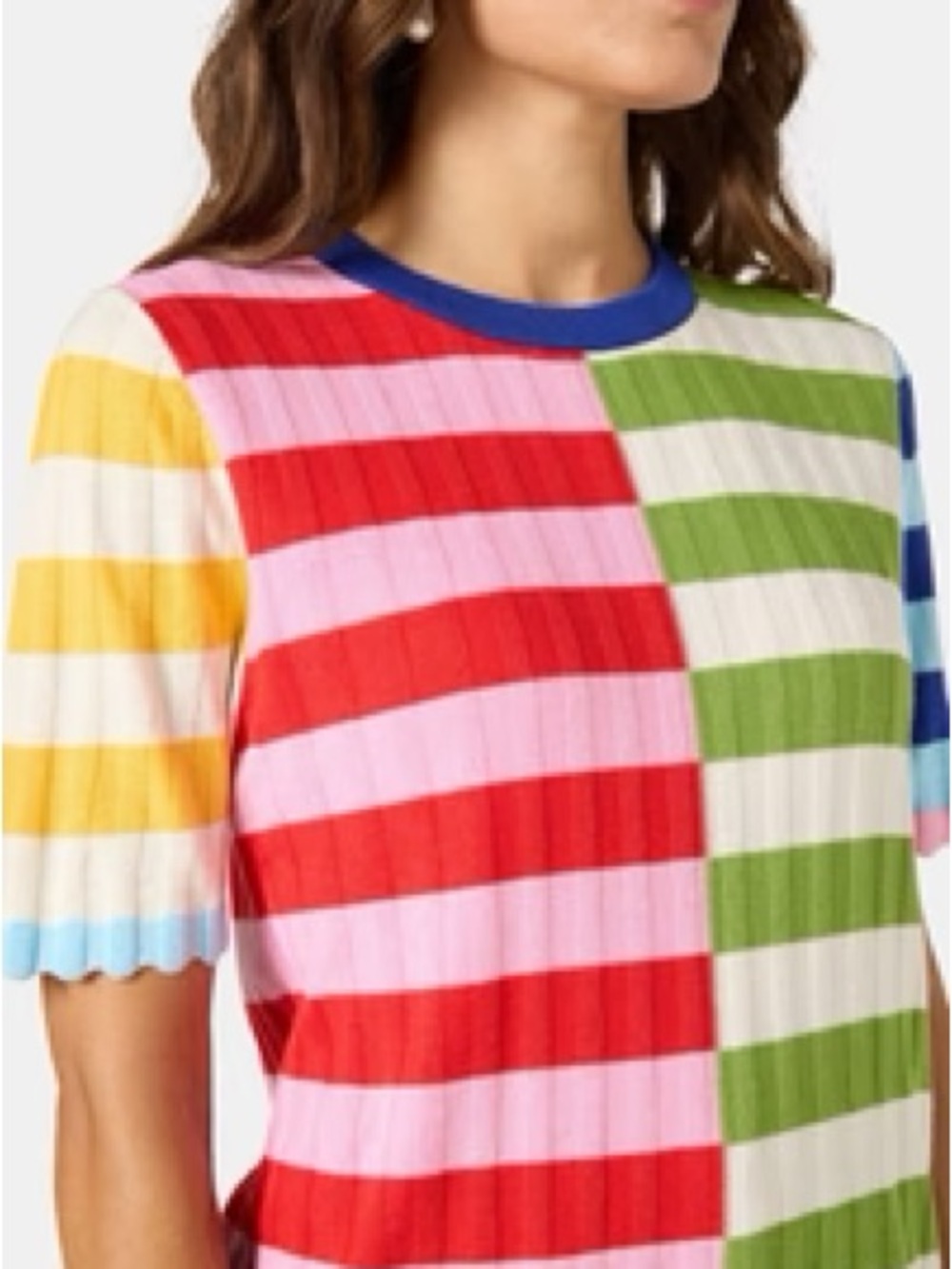gorman Women’s Stripe Pop Knit Colorblock Short Sleeve Tee